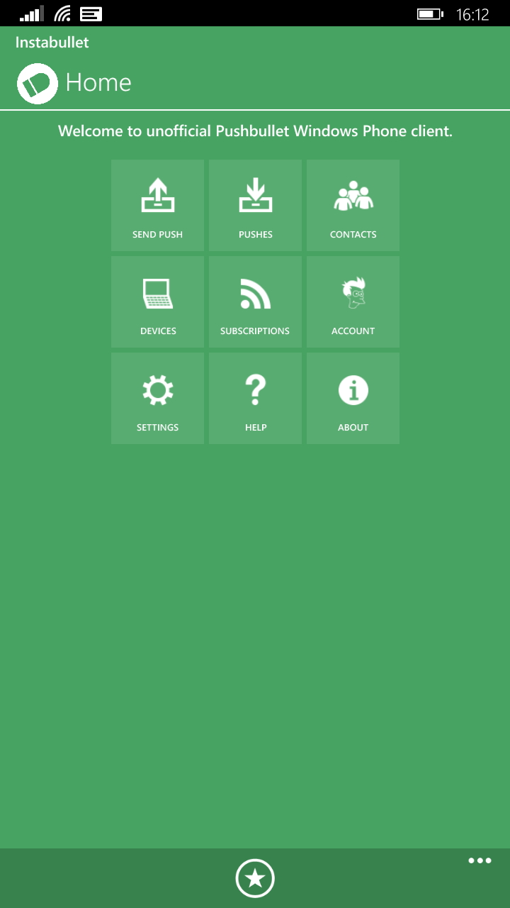 「Instabullet」v2.0（Windows Phone版）のメイン画面