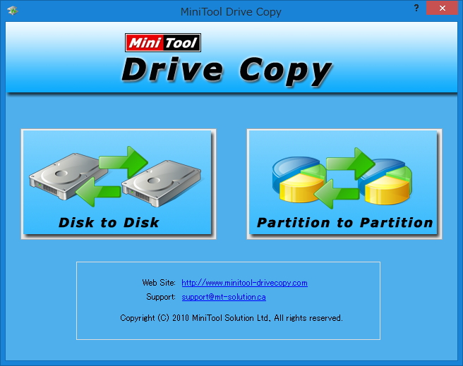「MiniTool Drive Copy Free」v5.0