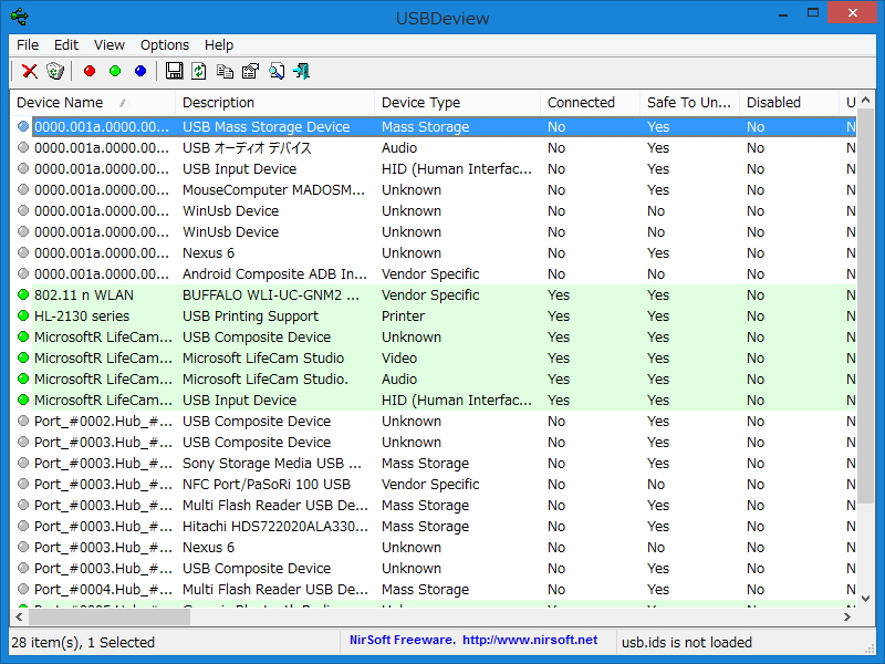 「USBDeview」v2.46