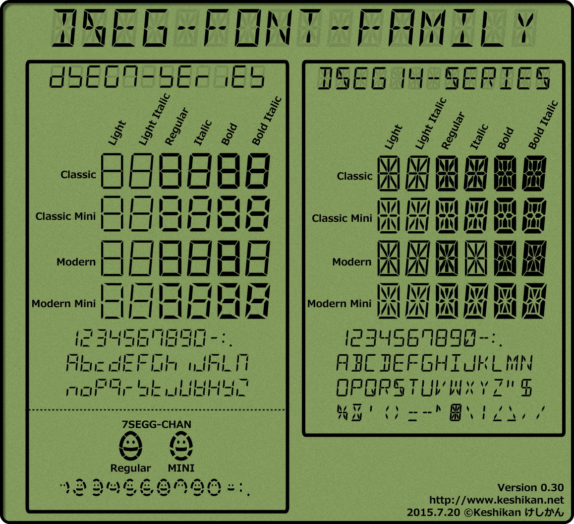 50もの書体を収録（作者サイトより引用）