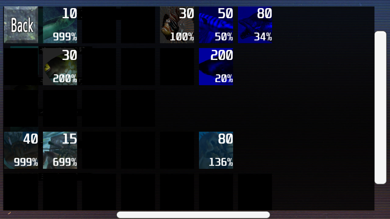 養殖できる海産物は魚礁でリストアップされ、有機資源を消費して養殖できる