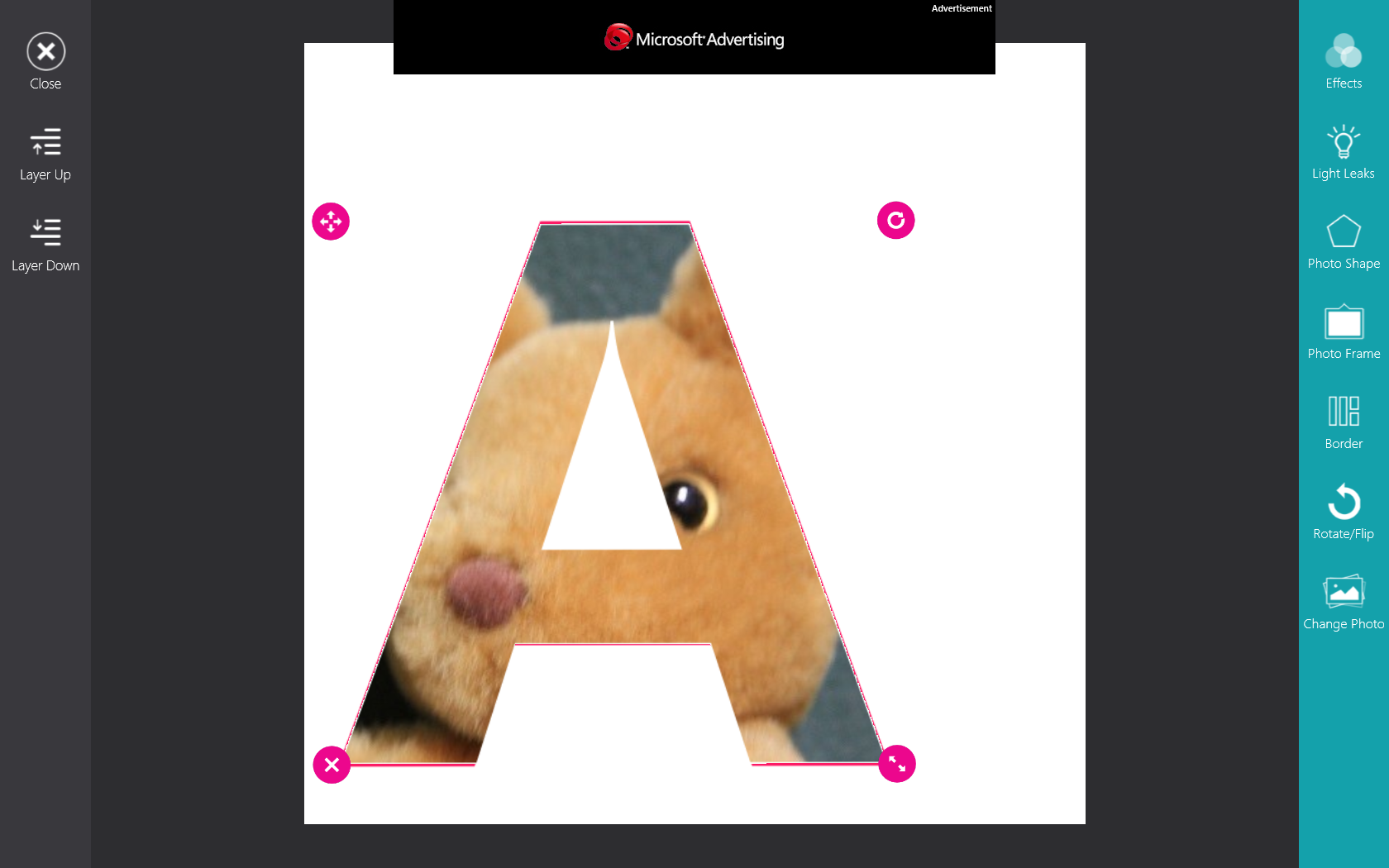 アルファベットの形に写真を切り抜いて見せるのも簡単だ
