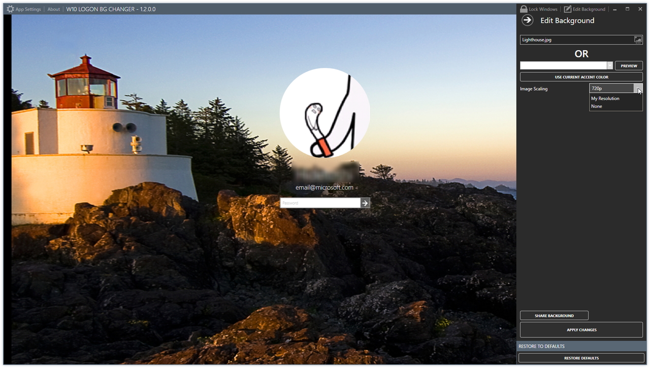「Windows 10 Login Screen Background Changer」v1.2.0.0