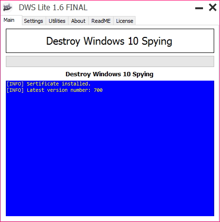 「Destroy Windows 10 Spying」v1.6
