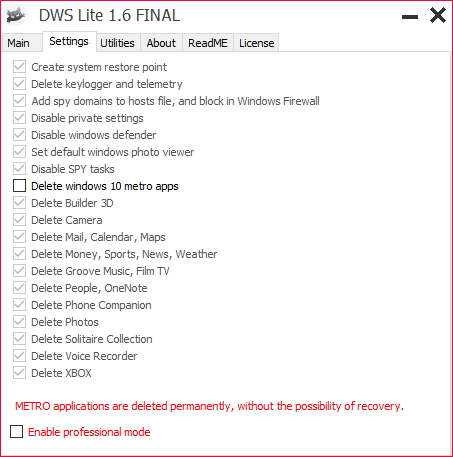 ［Settings］タブ