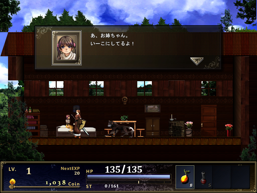 主人公を慕う妹のコムギ。病弱な彼女へ薬を届けるためというのも、主人公がギルドの英雄達を探す理由となっている