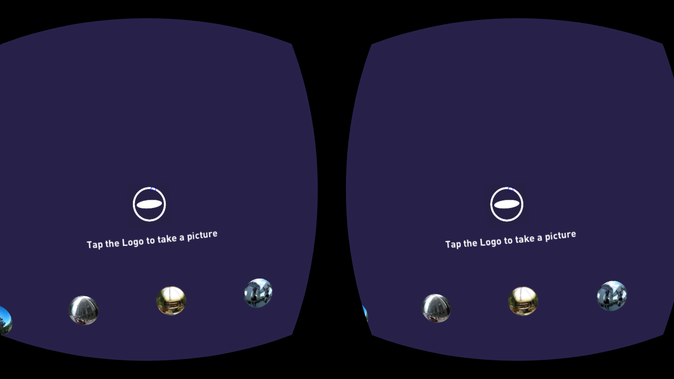 操作は簡単。THETA SとWi-Fi接続後、アプリを起動したら目の前のTHETAのマークに目線を合わせてタップするだけ
