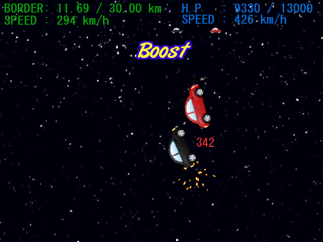 ボスに追いつき、加速しながら踏みつけて倒す。自分の車を思い切りぶつけて構わないというのが爽快だ