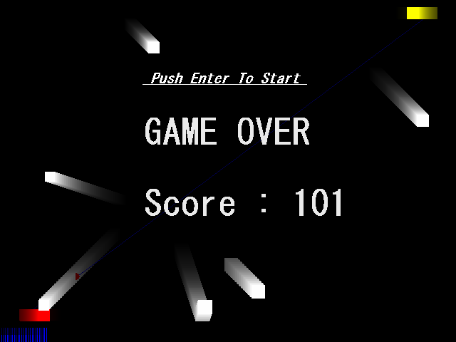 レーザーは非常に細く、白いボックスも小さいため、一発当てるのも相当難しい。複数のターゲットが出てくると、狙いと回避でかなりの集中力が必要になる