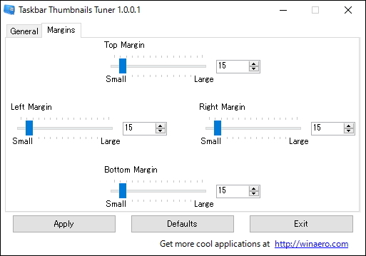 余白を設定できる［Margin］タブ