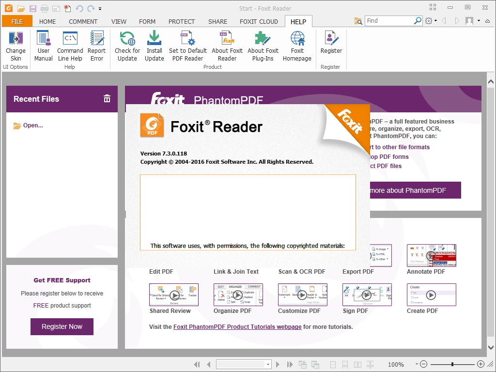 「Foxit Reader」v7.3.0.0118