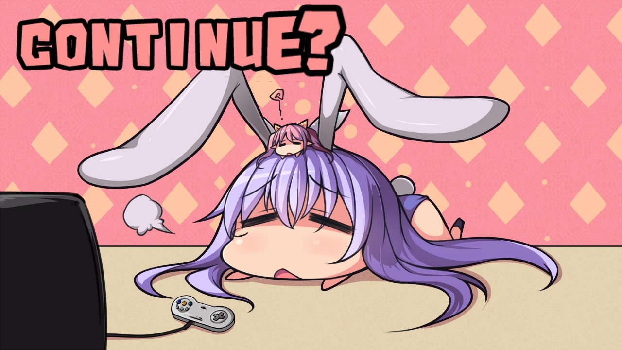 敵に倒された時のコンティニュー画面。作中で最も多く見ることになるイラストだ（笑）