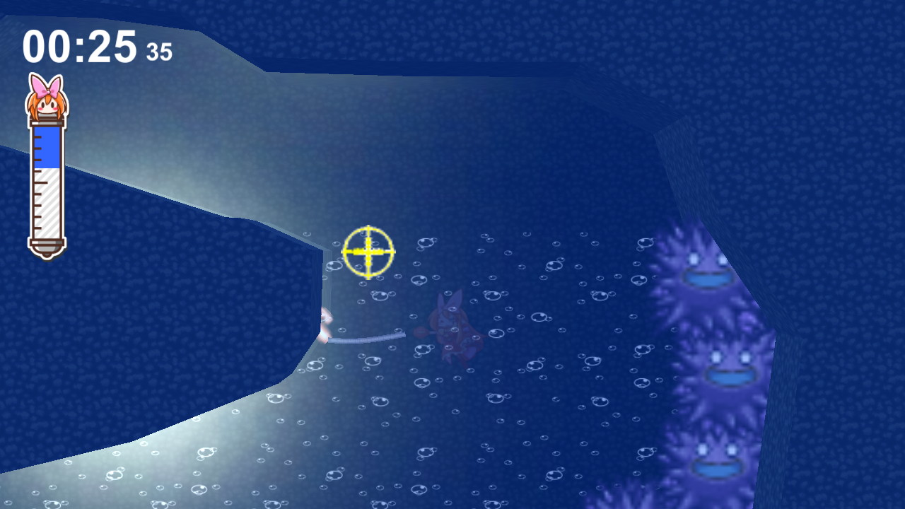 ワイヤーや壁ジャンプを駆使してトラップを回避し、ステージのクリアを目指す。難易度は高めのアクションゲーム