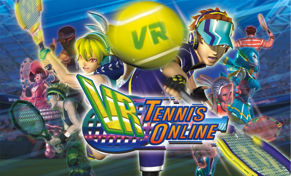 テニスゲーム「VR Tennis Online」。対戦型なので熱くなること間違いなし。サーブの時に玉を追って上を見上げる動きが実在感を高める