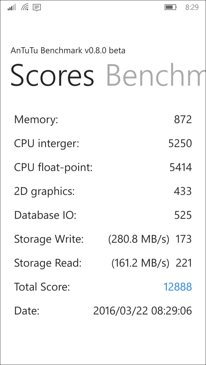 「AnTuTu Benchmark」v0.8.0 beta