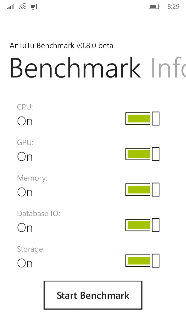 “Benchmark”画面