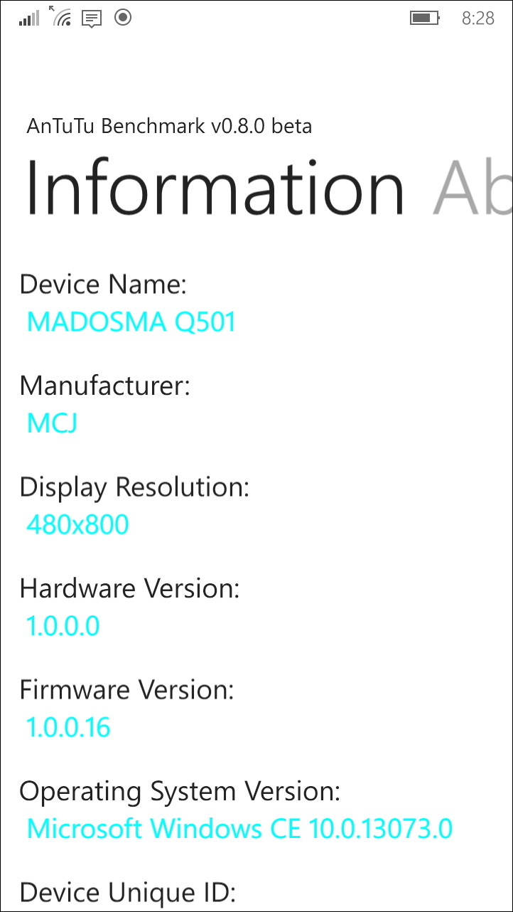 “Information”画面