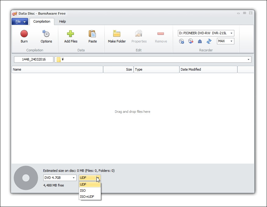 データディスクを作成する際にファイルシステムをいつでも変更できるように