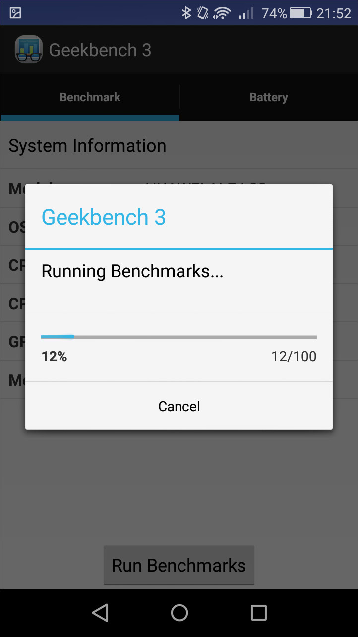 テスト中はポップアップが表示され、テストが完了すると結果画面が表示される