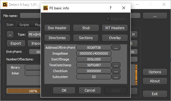 PEヘッダーの情報を表示