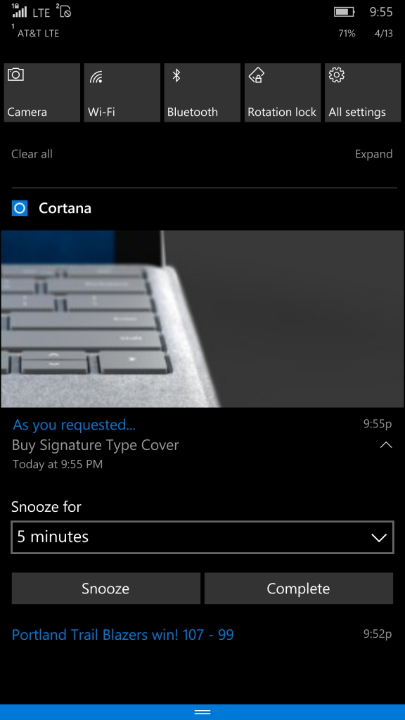 新しい“アクション センター”（同社の公式ブログより引用。以下同）
