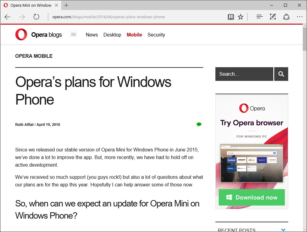 公式ブログ“Opera blogs”