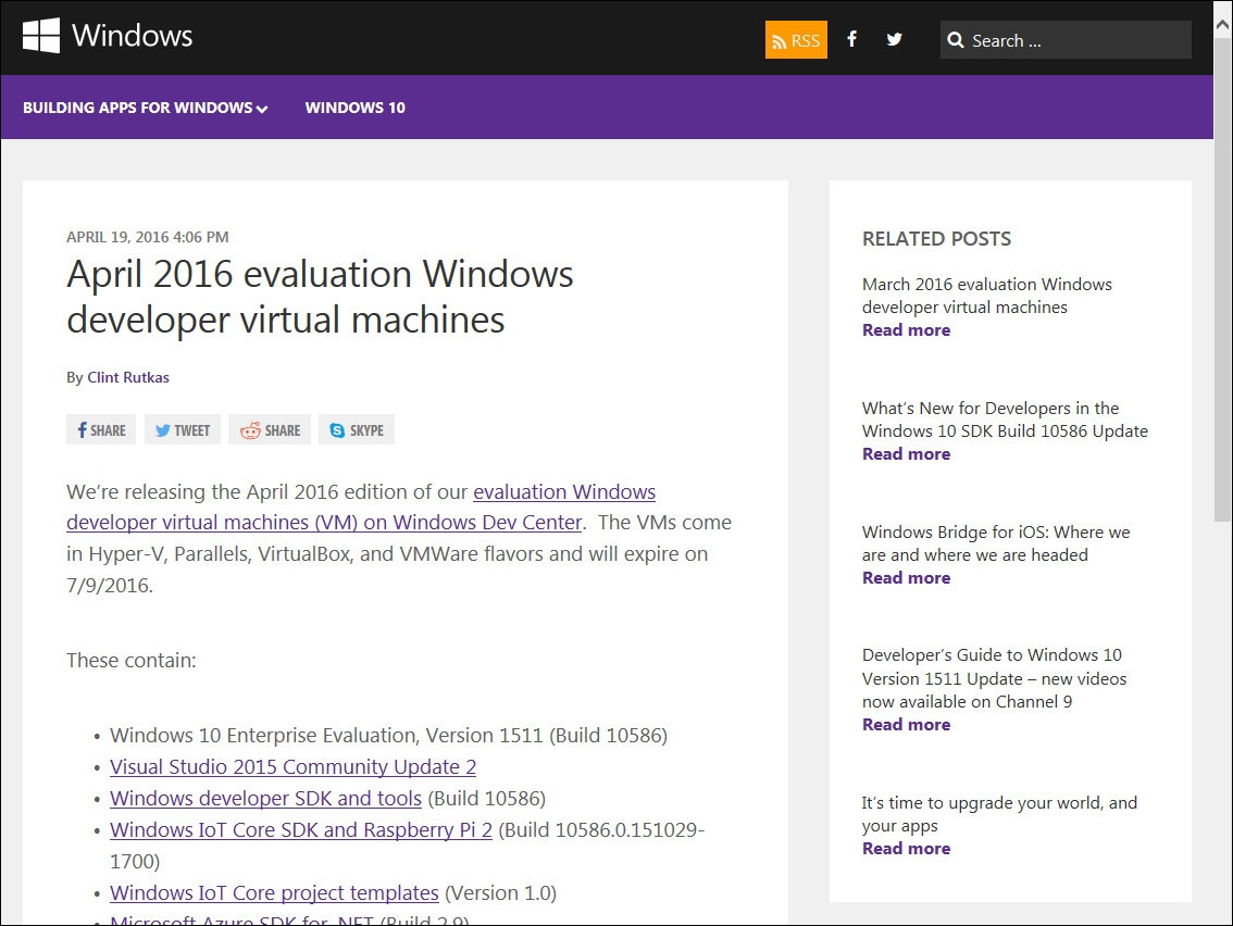 公式ブログ“Building Apps for Windows”