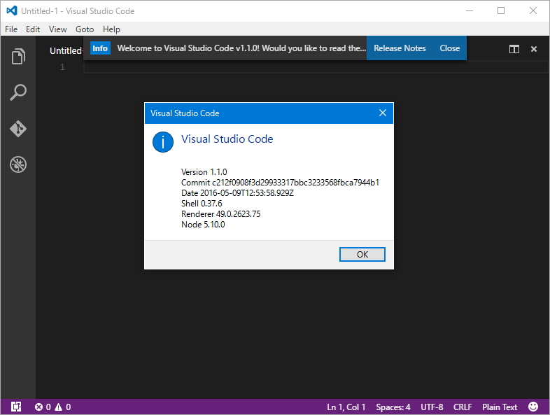 「Visual Studio Code」v1.1.0