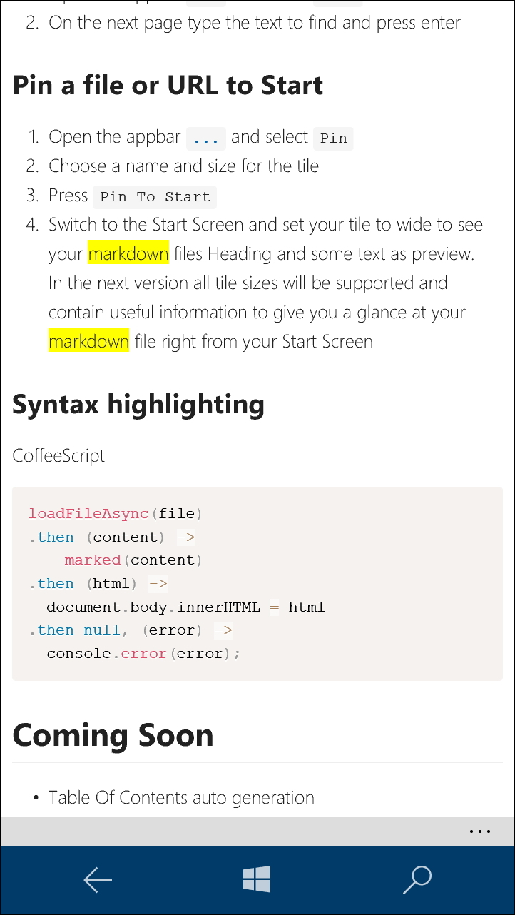 キーワードをハイライトする機能を搭載。“GFM”記法をサポートしており、テーブルやソースコードのレンダリングも得意