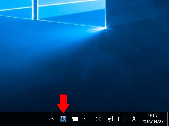 常駐させると、タスクトレイに温度を示すアイコンが表示される